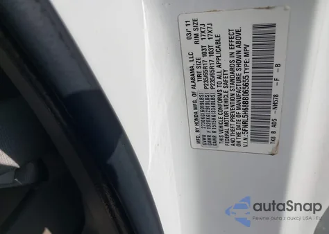 2011 Honda Odyssey Ex-L из США, поврежденный, VIN 5FNRL5H68BB065655